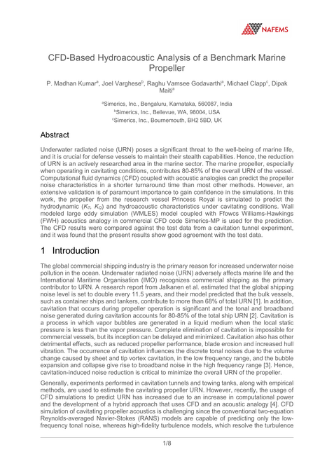 NAFEMS - CFD-Based Hydroacoustic Analysis of a Benchmark Marine Propeller
